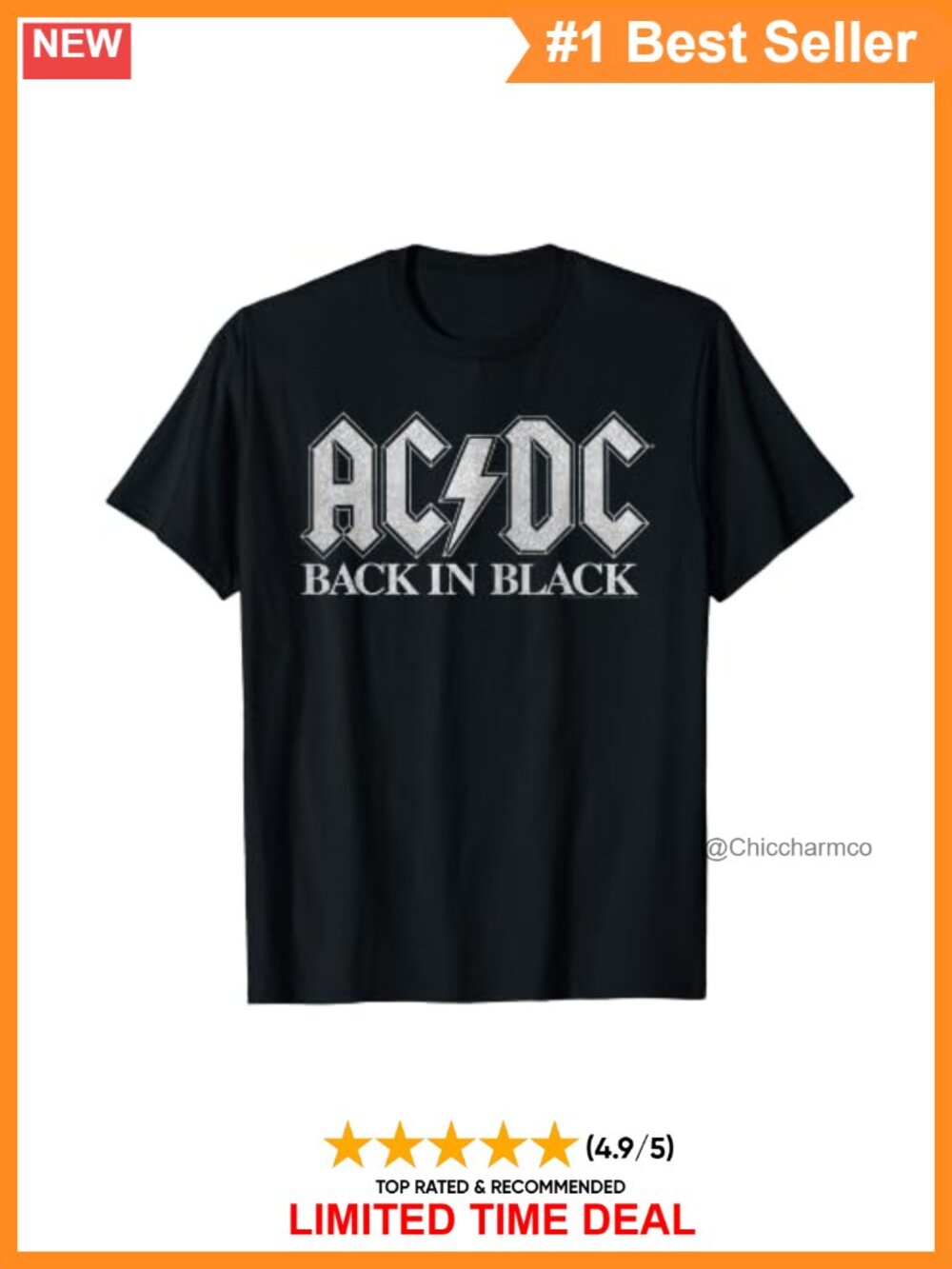 AC/DC Back in Black Graphic Short Sleeve Band Tee